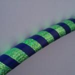 lime green glitter, royal blue stripe